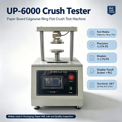 UP-6000 Ring Crush Tester with High-grade Ball Screws, Digital Display, and Computer Control for Precision Compression Testing